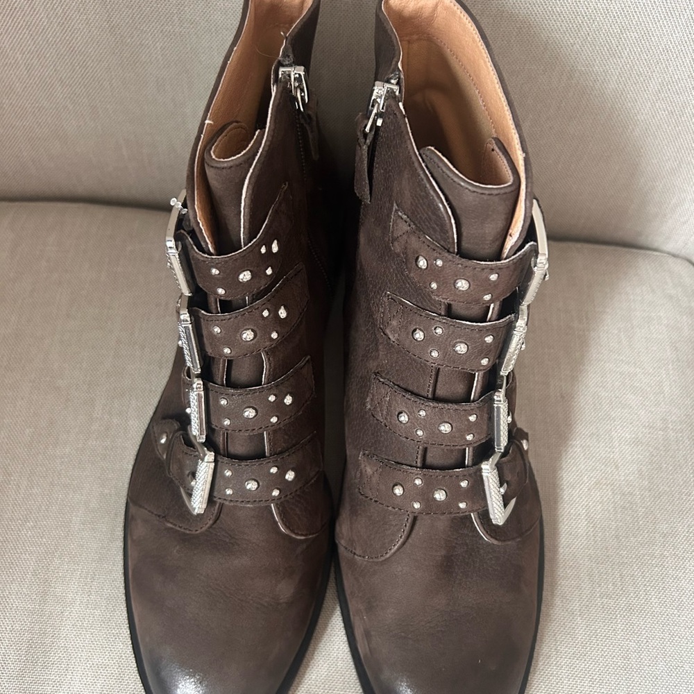 Halogen Dark Brown Multi-Buckle Combat Boots - image 4